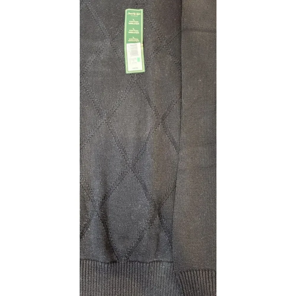Vintage David Taylor Knit Sweater Mens Sz Large Black‎ Argyle Cotton Y2K NWT
